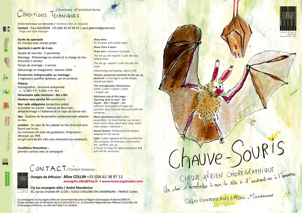Plaquette Chauve souris - cie les escargots aîlés